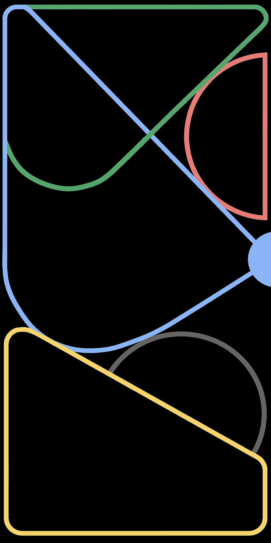 Abstract Geometric Line Art Wallpaper With Colorful Shapes On Black Background HD phone wallpaper