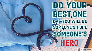 Inspirational Medical Student Quote with Stethoscope and Blue Scrubs HD wallpaper