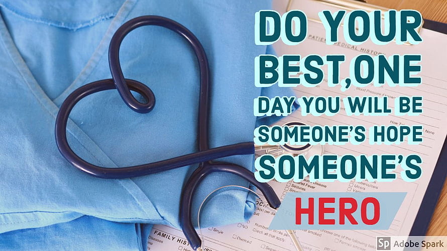 Inspirational Medical Student Quote with Stethoscope and Blue Scrubs HD wallpaper