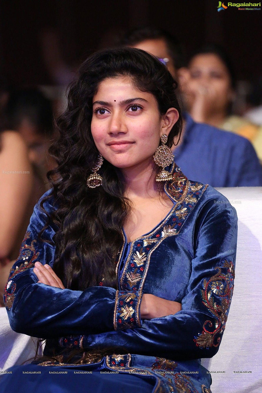 Sai Pallavi in Blue Velvet Embroidered Outfit with Traditional Jhumka Earrings HD phone wallpaper