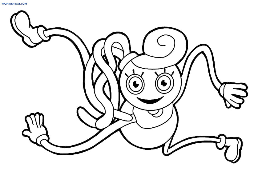 Mommy Long Legs Poppy Playtime Character Coloring Page Outline HD wallpaper