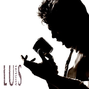 Luis Miguel Silhouette Portrait with Vintage Microphone in High Contrast Black and White HD phone wallpaper