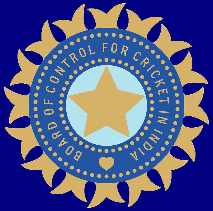 BCCI Emblem Featuring Golden Star and Sunburst Design on Deep Blue Background HD wallpaper