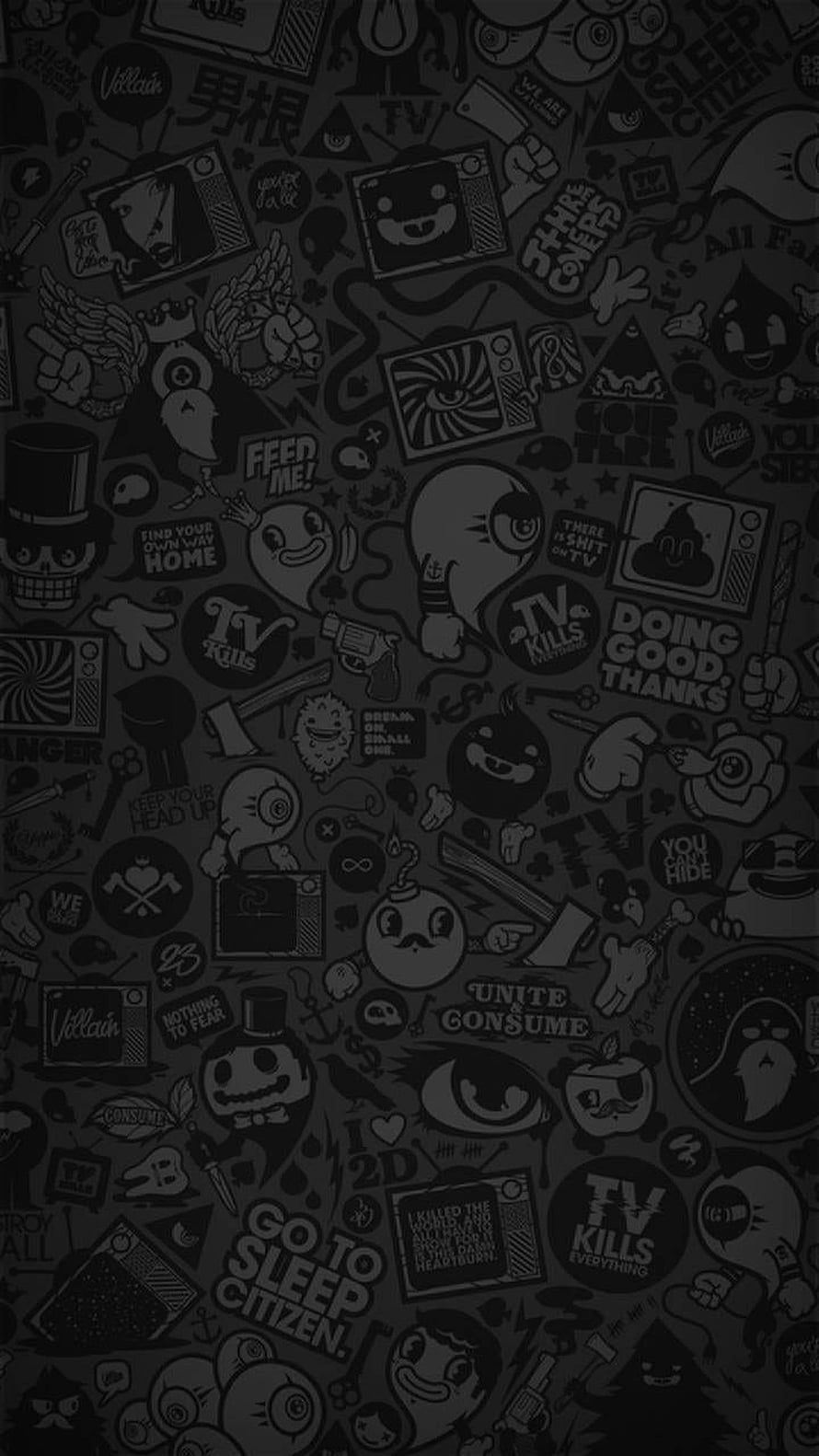 Gorillaz Noodle and 2D Cartoon Sticker Pattern Wallpaper HD phone wallpaper