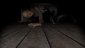Granny Chapter Two Horror Scene With Creepy Character Crawling on Wooden Floor HD wallpaper