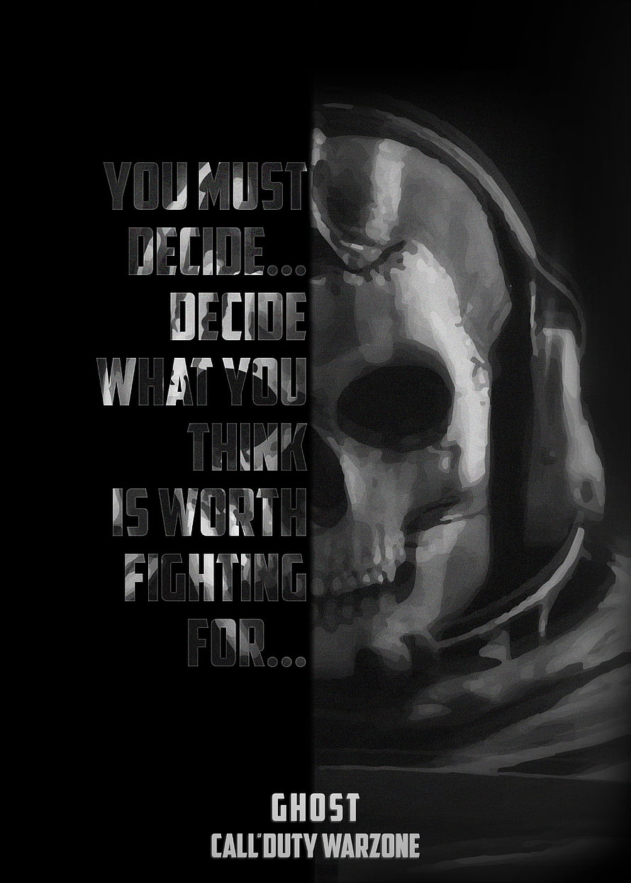 Ghost from Call of Duty Warzone with motivational quote about deciding what is worth fighting for HD phone wallpaper