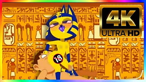 Animated Anubis Character in Ancient Egyptian Tomb Setting HD wallpaper
