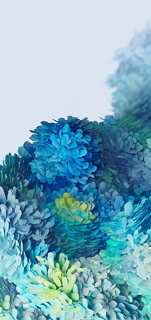Abstract Blue and Green Floral 3D Render Wallpaper HD phone wallpaper