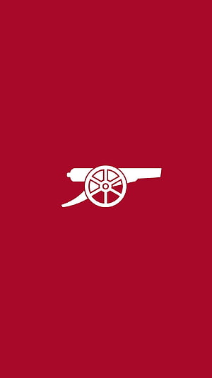 Minimalist Arsenal FC cannon emblem on deep red background HD phone wallpaper
