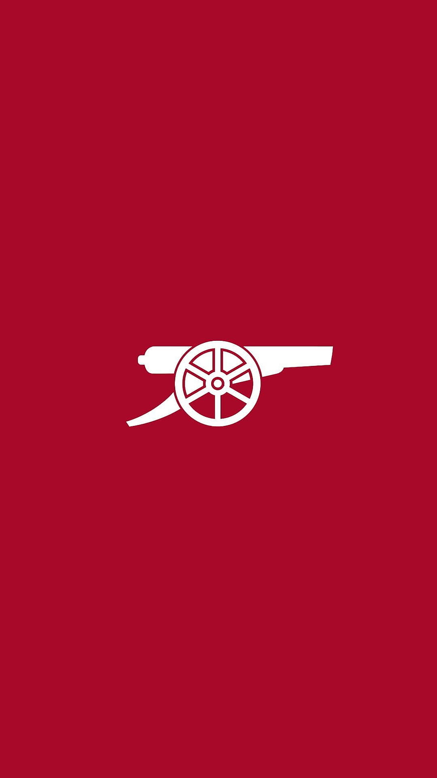Minimalist Arsenal FC cannon emblem on deep red background HD phone wallpaper