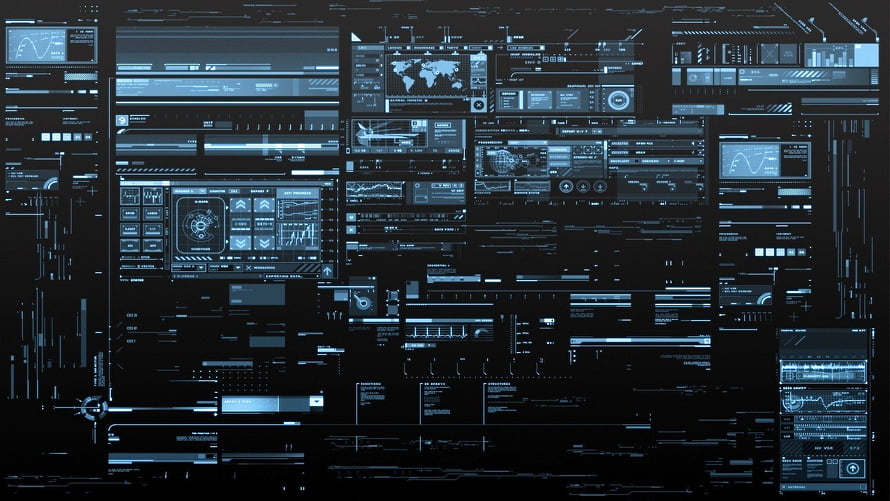 Futuristic Blue Digital Interface Dashboard With Data Analytics And Graphs HD wallpaper