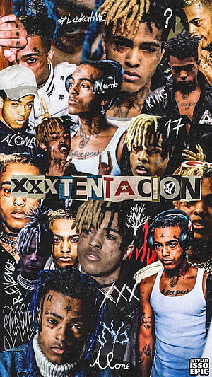 XXXTentacion Collage Artwork Featuring Multiple Portraits and Graffiti Elements HD phone wallpaper