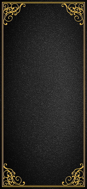 Elegant Black Leather Texture With Gold Ornate Corner Borders HD phone wallpaper