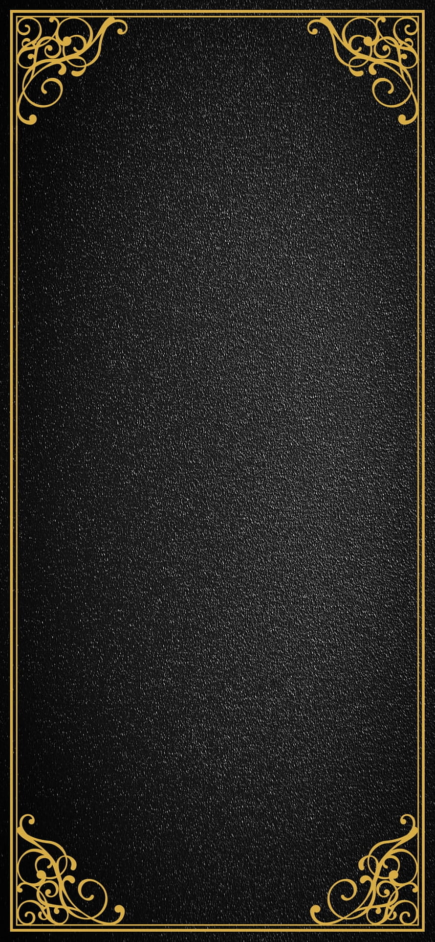 Elegant Black Leather Texture With Gold Ornate Corner Borders HD phone wallpaper