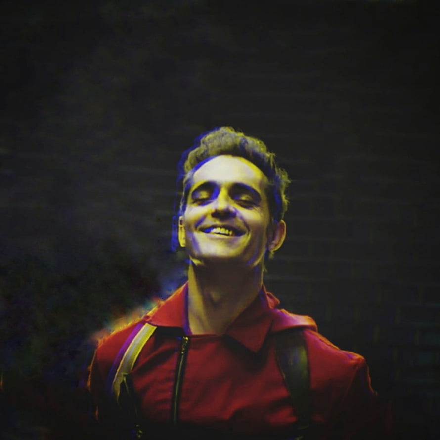 Portrait of a smiling man in a red jacket with blue lighting, aesthetic berlin money heist, #Money Heist HD phone wallpaper