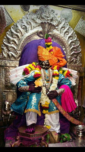 Khatu Shyam Ji Temple Idol with Sword and Turban HD phone wallpaper