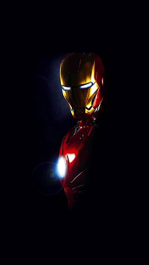 Iron Man Helmet and Arc Reactor Glowing in the Dark, Iron Man , amoled iron man HD phone wallpaper