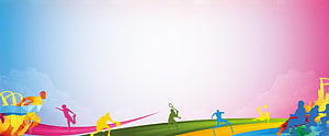 Colorful Silhouette Sports Banner Featuring Diverse Athletic Activities HD wallpaper