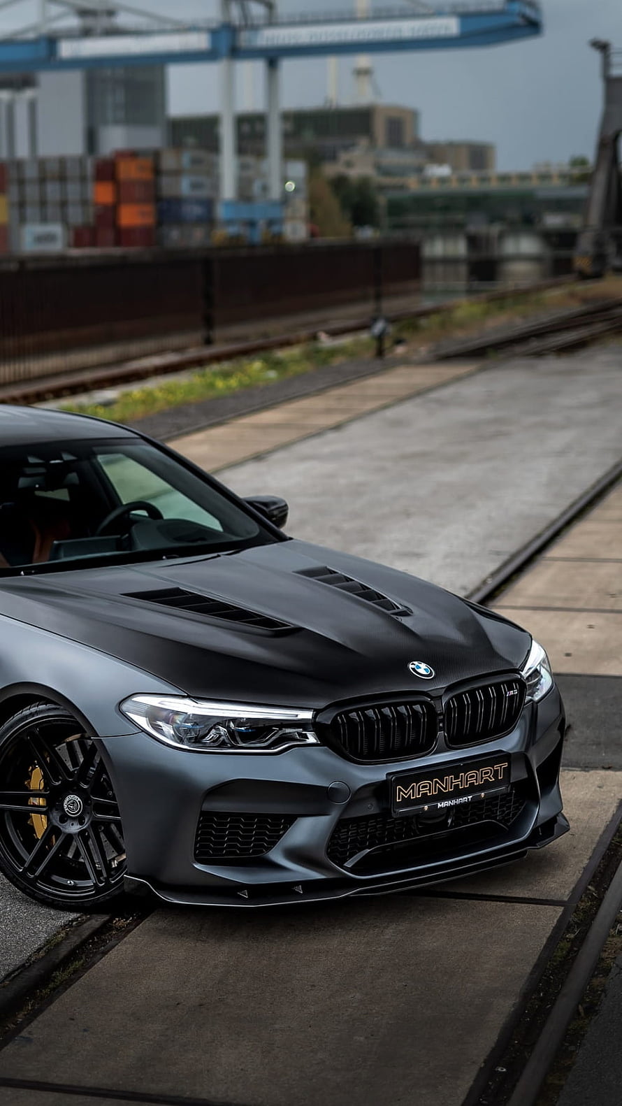 Matte Black BMW M5 F90 Competition with Manhart Tuning Package HD phone wallpaper
