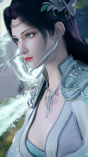 Yun Yun from Fights Break Sphere in Elegant White Attire with Ornate Hairpiece HD phone wallpaper