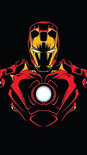 Iron Man Minimalist Vector Art with Glowing Arc Reactor on Black Background, 1440x2560 Iron Man Minimalist Samsung Galaxy S6,S7,Google Pixel XL, amoled s6 superhero HD phone wallpaper