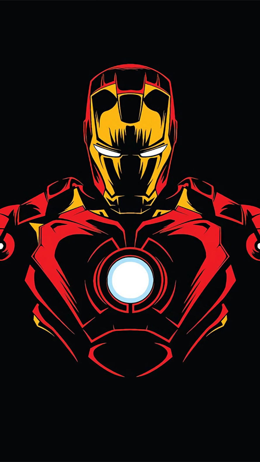 Iron Man Minimalist Vector Art with Glowing Arc Reactor on Black Background, 1440x2560 Iron Man Minimalist Samsung Galaxy S6,S7,Google Pixel XL, amoled s6 superhero HD phone wallpaper