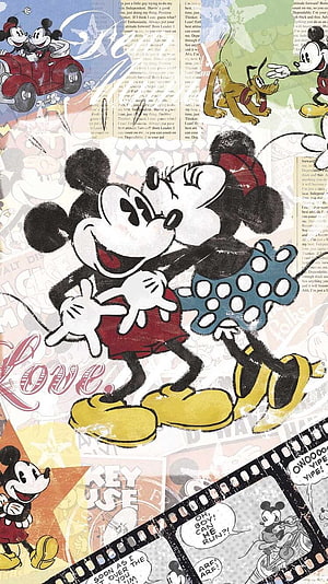 Vintage Mickey and Minnie Mouse Dancing in Classic Retro Style HD phone wallpaper