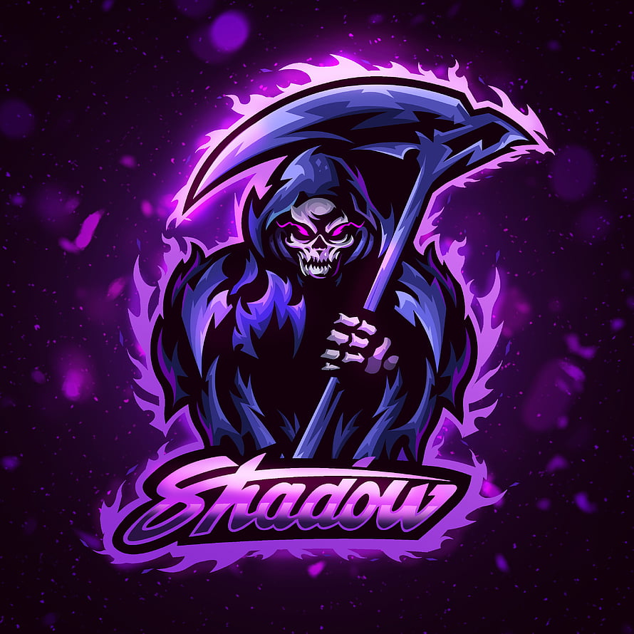 Shadow Esports Mascot Featuring Grim Reaper With Scythe And Purple Flames HD phone wallpaper