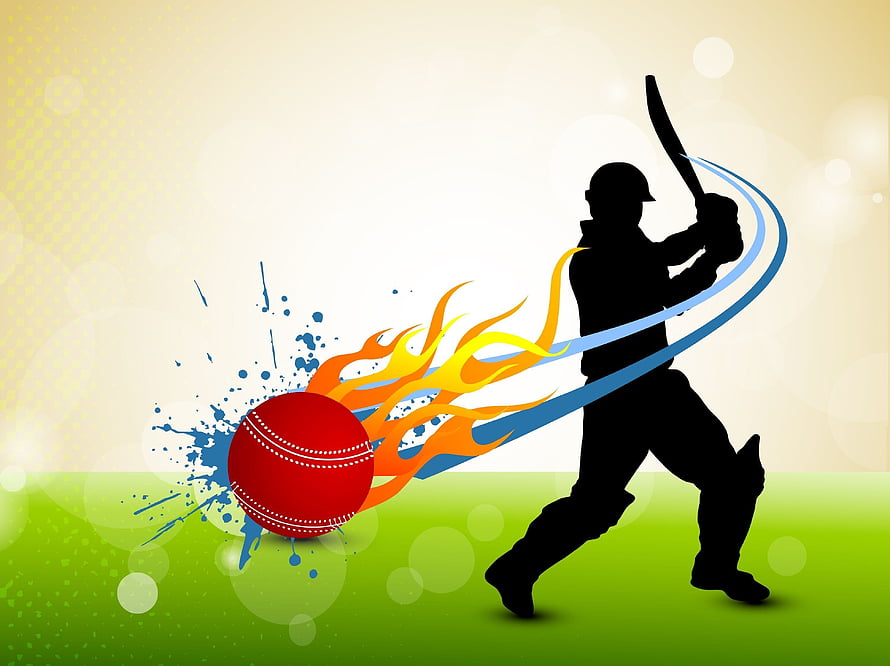 Dynamic Cricket Batter Silhouette Hitting Red Ball With Fire Trail HD wallpaper