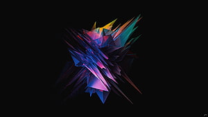 Vibrant Geometric Crystal Burst with Neon Glass Facets on Black Background HD wallpaper