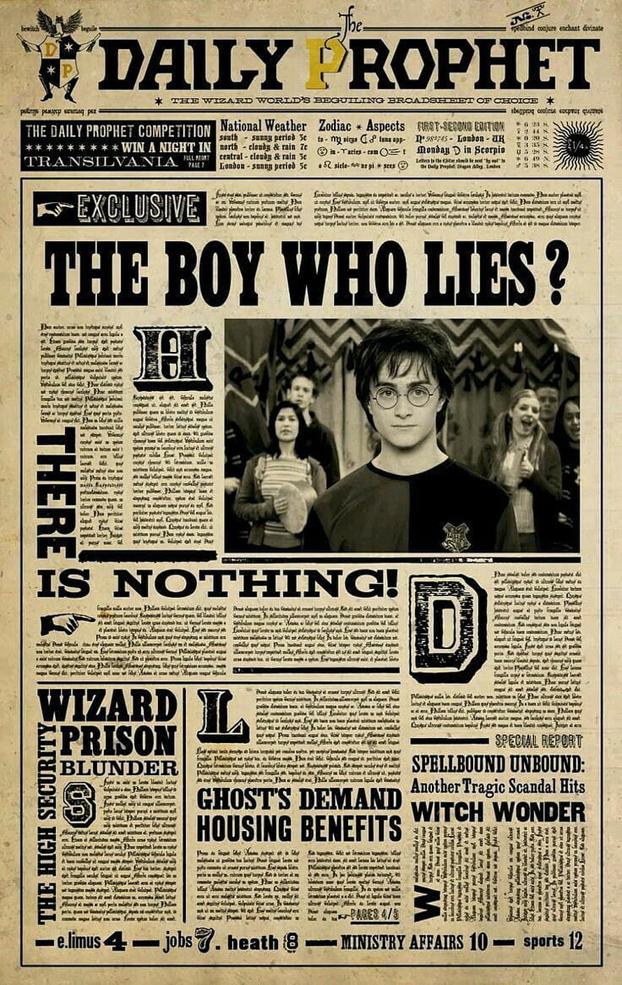 Harry Potter Daily Prophet Newspaper Front Page Wallpaper HD phone wallpaper