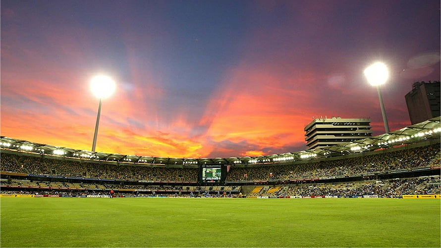 Walakea Cricket Stadium at Sunset with Vibrant Sky and Floodlights HD wallpaper