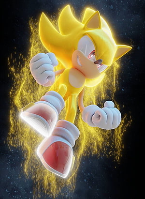 Super Sonic in Golden Power Form with Electric Energy Burst HD phone wallpaper
