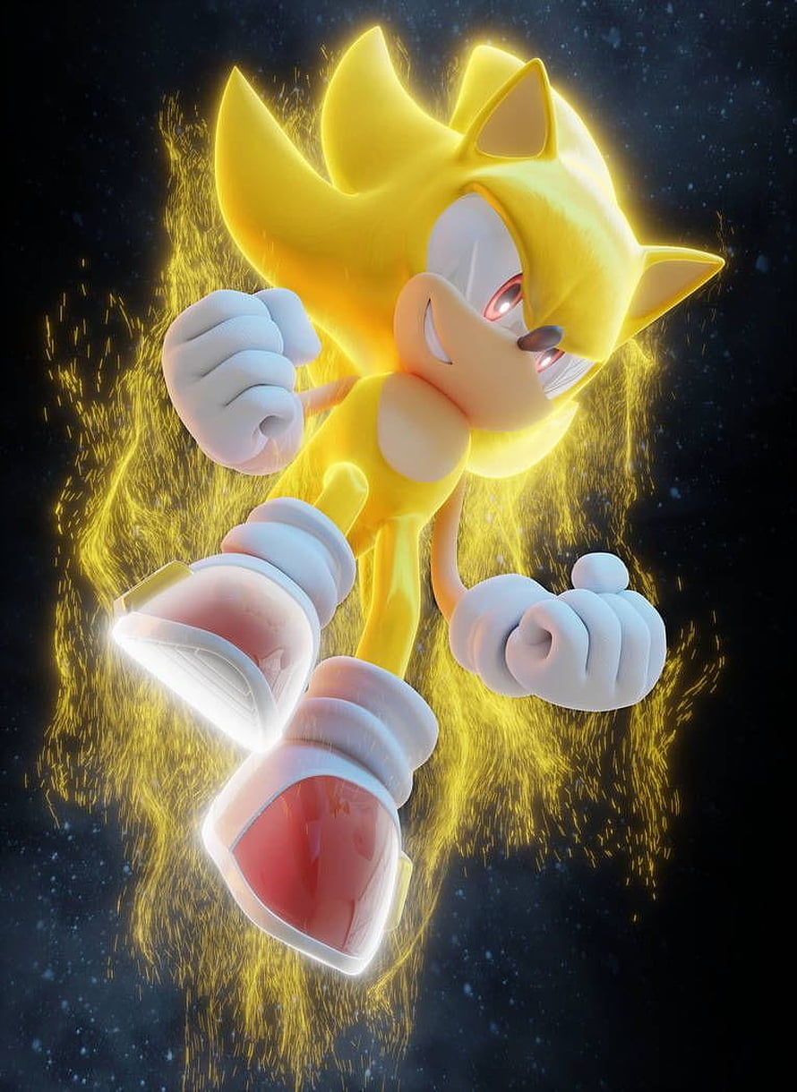 Super Sonic in Golden Power Form with Electric Energy Burst HD phone wallpaper