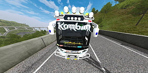 Komban Bus Livery in Roblox Racing Game on Mountain Highway HD wallpaper