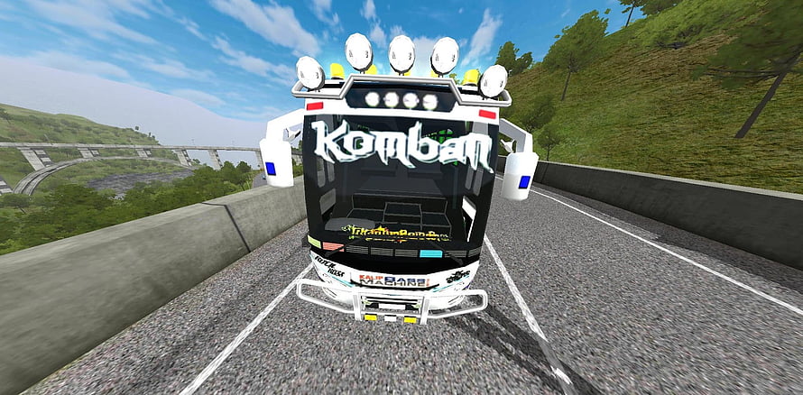 Komban Bus Livery in Roblox Racing Game on Mountain Highway HD wallpaper