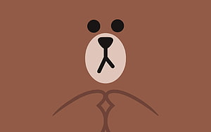Minimalist Brown Bear Face Illustration with Geometric Shapes and Warm Tones HD wallpaper