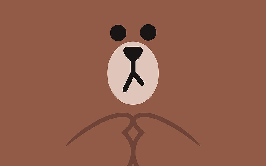 Minimalist Brown Bear Face Illustration with Geometric Shapes and Warm Tones HD wallpaper