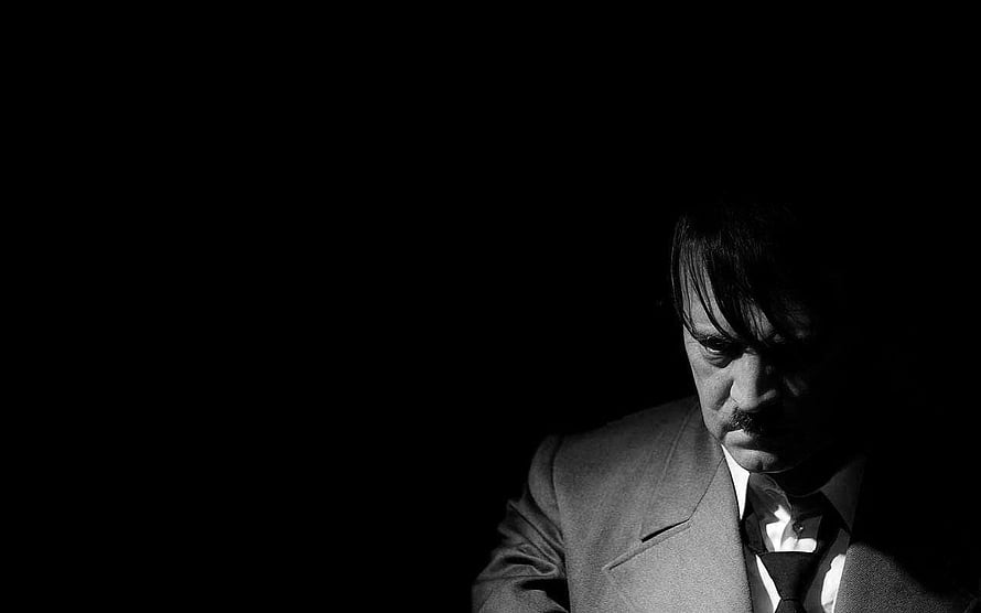 Dramatic Black and White Portrait of Adolf Hitler in a Suit HD wallpaper