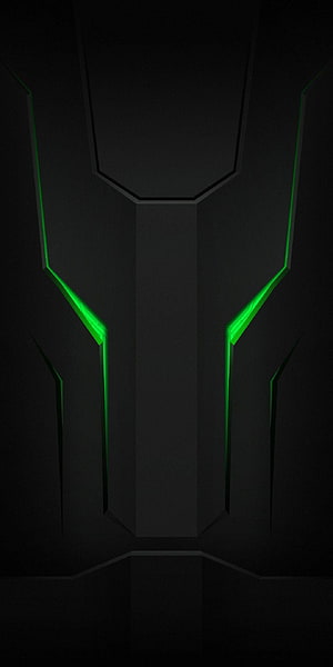 Black Shark Gaming Phone Front Panel with Green LED Accents on Dark Background HD phone wallpaper