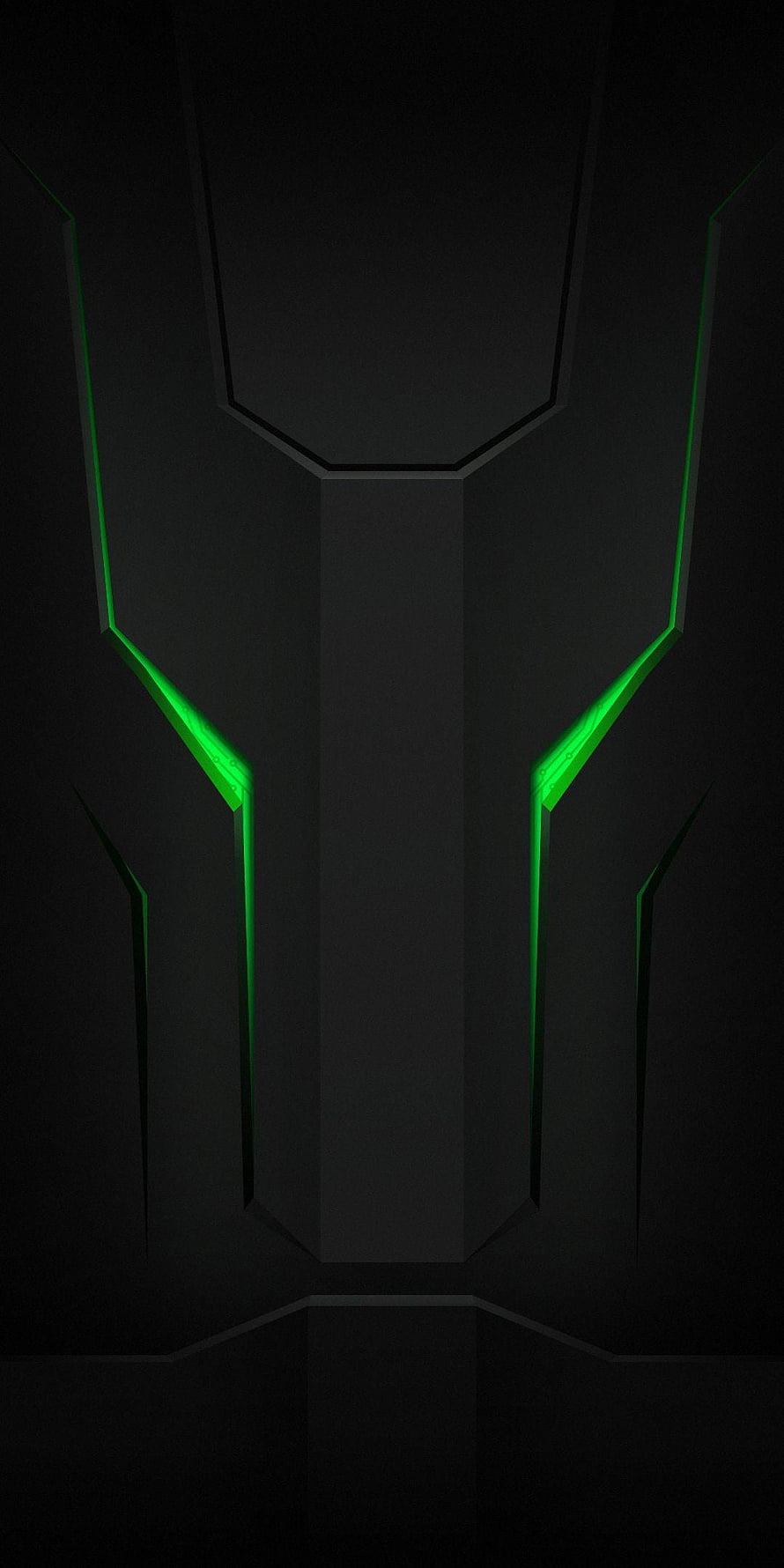 Black Shark Gaming Phone Front Panel with Green LED Accents on Dark Background HD phone wallpaper