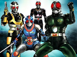 Kamen Rider Black RX and Original Series Heroes in Dynamic Action Pose HD wallpaper