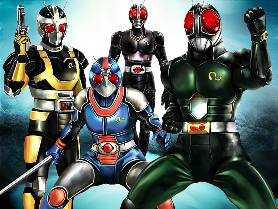 Kamen Rider Black RX and Original Series Heroes in Dynamic Action Pose HD wallpaper