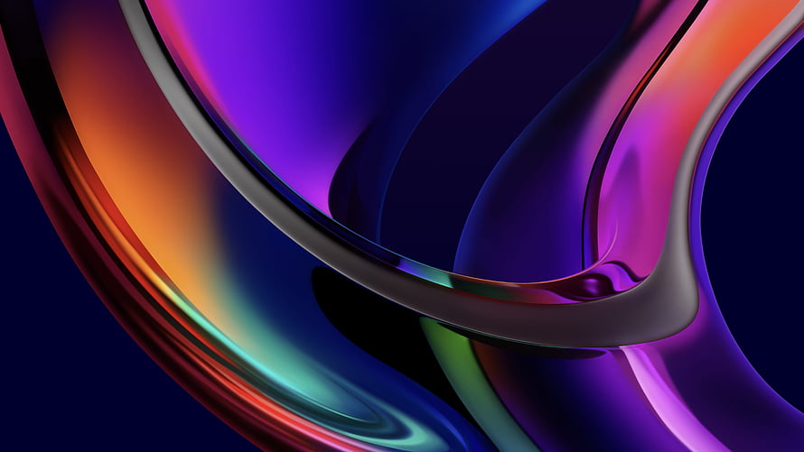 Iridescent Abstract 3D Waves with Vibrant Multicolor Gradients on Dark Background HD wallpaper