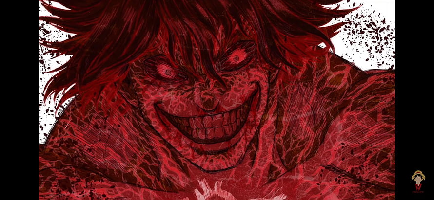 Kengan Ashura Anime Character with Intense Red Expression and Feral Grin HD wallpaper