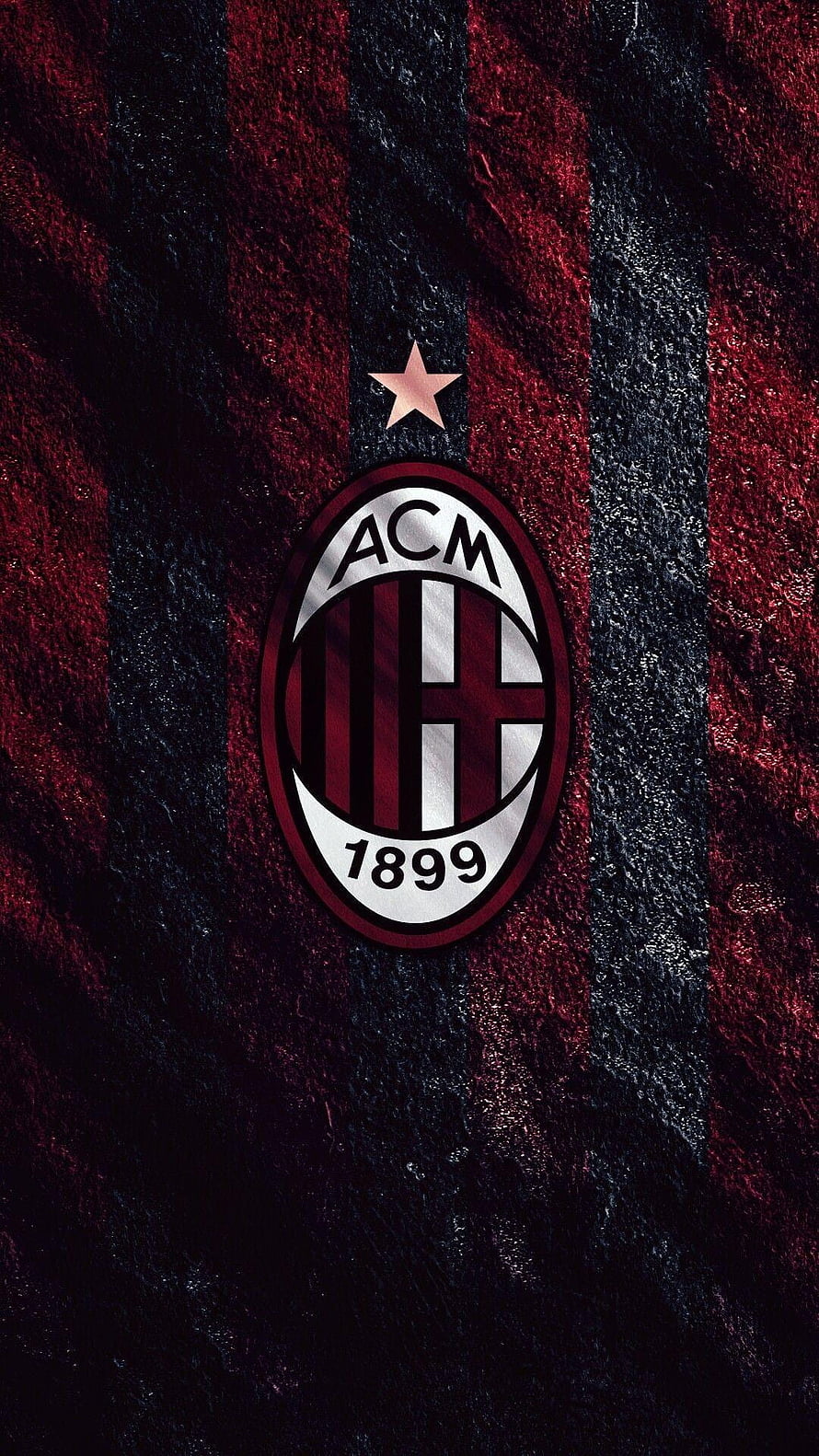 AC Milan Club Crest on Dark Red and Black Striped Jersey Texture HD phone wallpaper