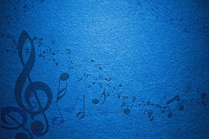 Blue Textured Background With Musical Notes And Treble Clef Symbols HD wallpaper