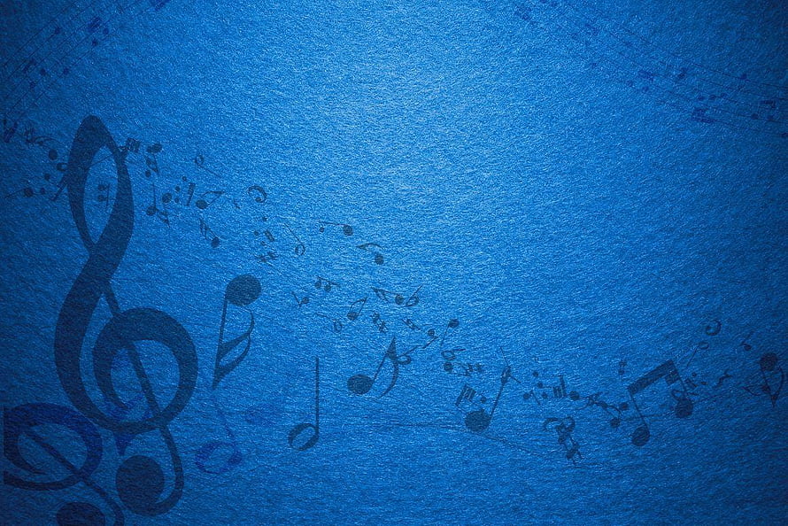 Blue Textured Background With Musical Notes And Treble Clef Symbols HD wallpaper
