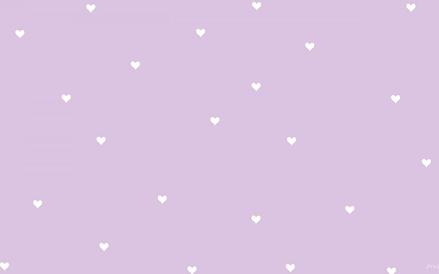 Soft Lavender Background With Scattered White Heart Pattern HD wallpaper