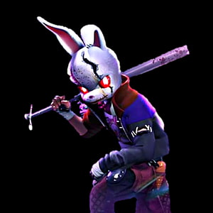Fire Rabbit from Twisted Metal in a menacing pose with a baseball bat and glowing red eyes HD phone wallpaper